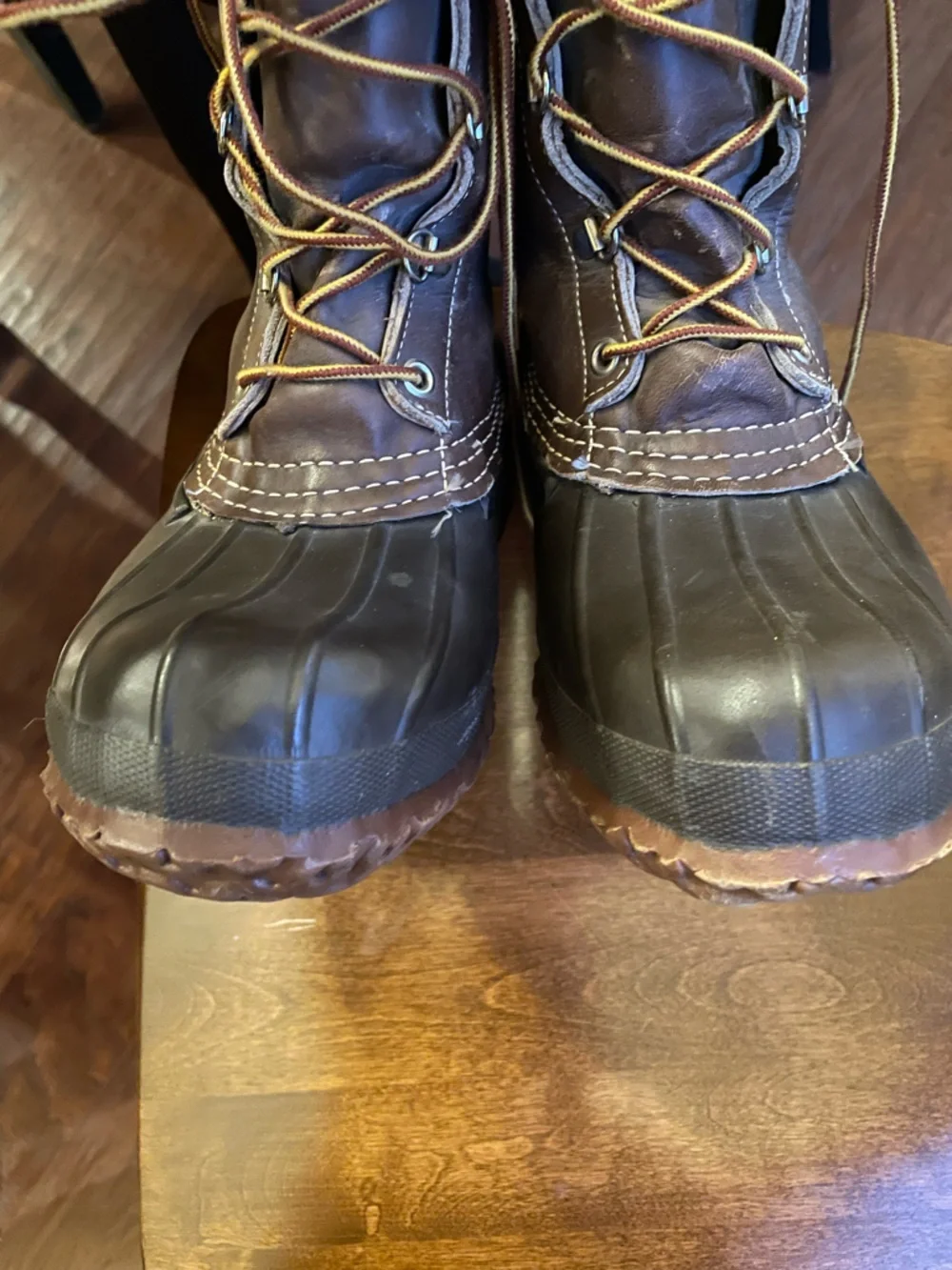 LL bean Maine Hunting Shoe Wool Lined Waterproof Duck Boots in Brown and Black 7